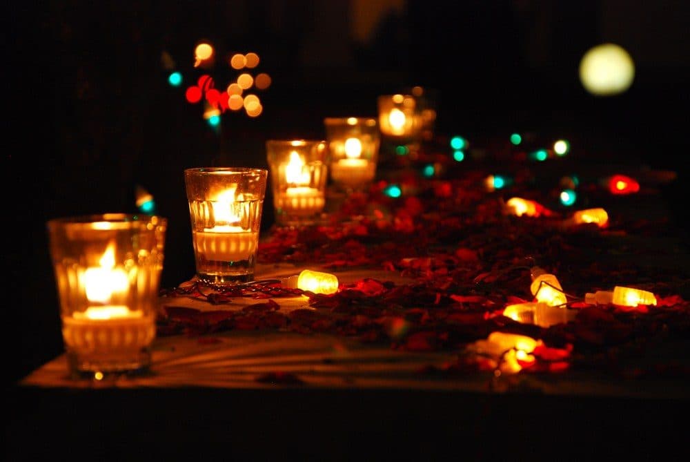Dining — Candlelit Rose Petal Dinner Setup